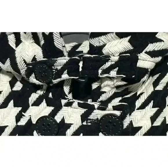 Express Pea Coat Wool Blend Houndstooth White Black Y2K Women's Size S - Picture 4 of 11